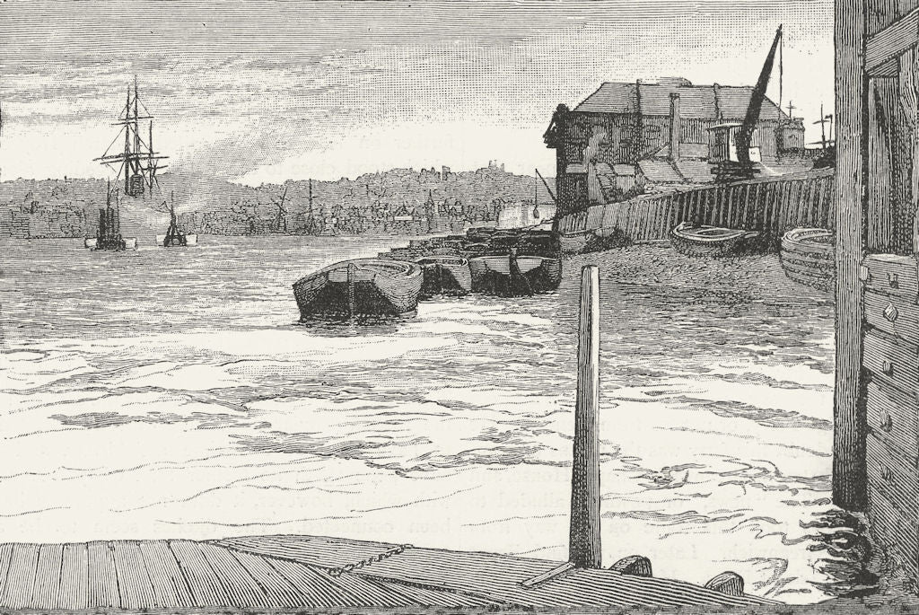 MILLWALL. Millwall, from the River 1888 old antique vintage print picture